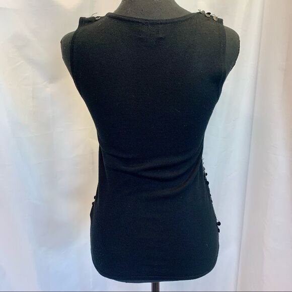 Cleo Black shiny sparkly sequin stretchy knit tank top evening blouse size M - Picture 5 of 11